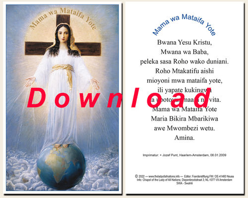 Prayer card, double-sided - Kiswahili (Tanzania, Congo), download for personal printing