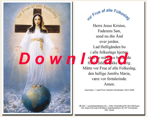 Prayer card, double-sided - Danish, download for personal printing