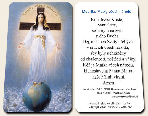 Hard plastic prayer card (Credit card size) - Czech