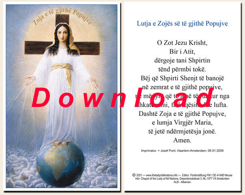 Prayer card, double-sided - Albanian, download for personal printing
